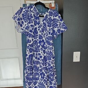 Blue and White Floral Dress
